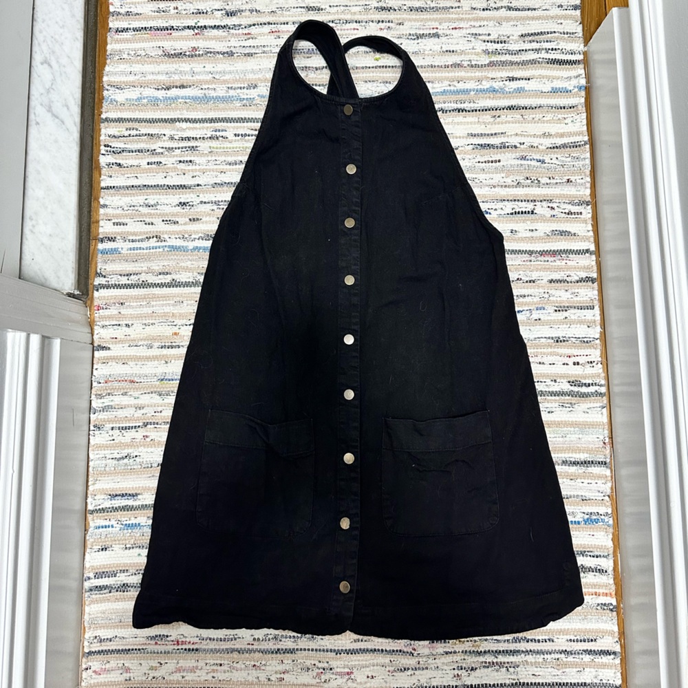 Free People Black Button-Front Pinafore